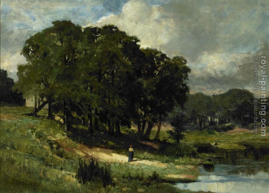 Edward Mitchell Bannister : Woman standing near a pond